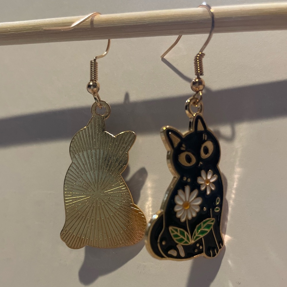 Black cat earrings - Picture 5 of 5